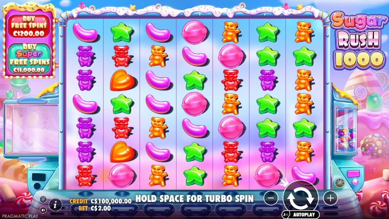 Sugar Rush 1000 main screen with two purchase buttons
